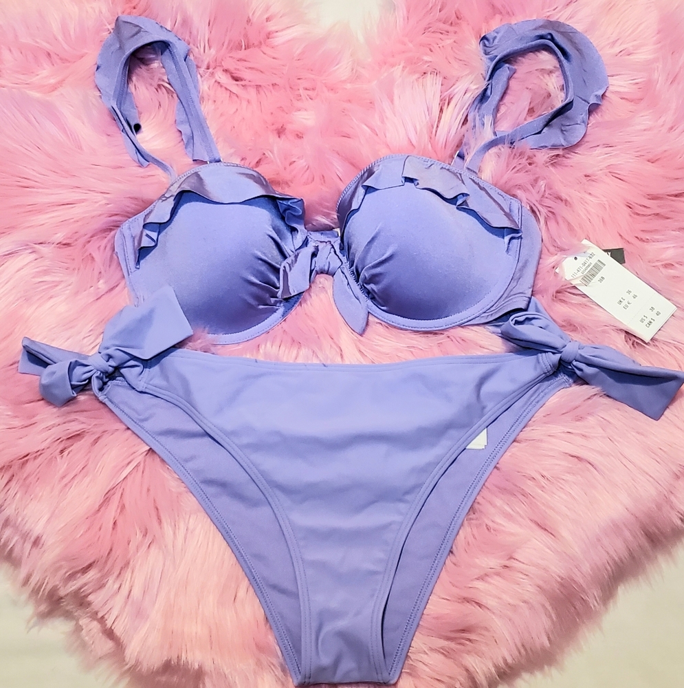 Abercrombie Bikini 36B Top / Medium Bottom Purple - Picture 2 of 5